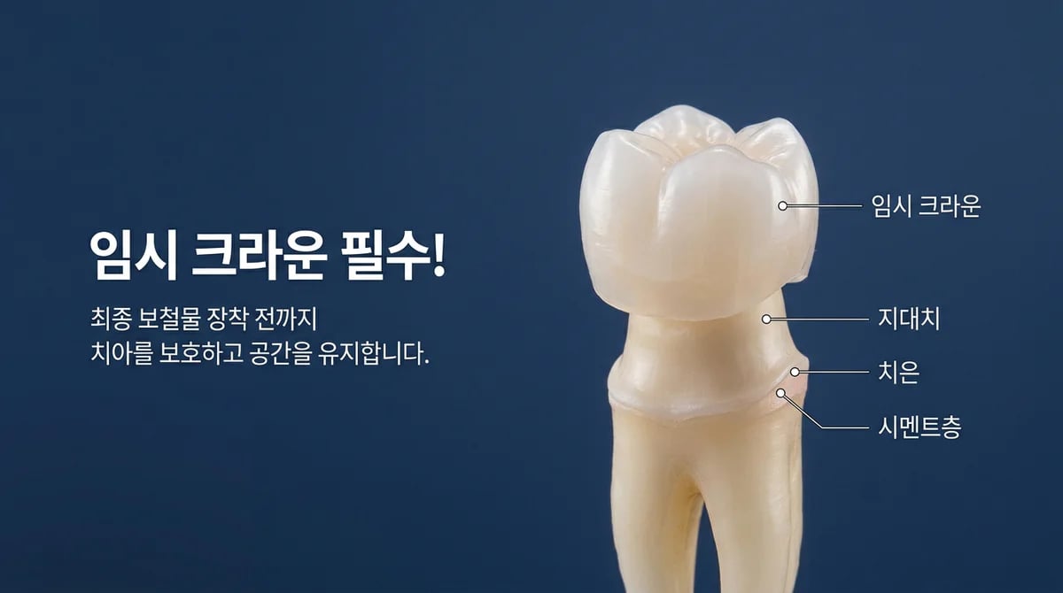 크라운 치료 시 임시 크라운, 왜 필수일까요? 4가지 핵심 역할과 중요성