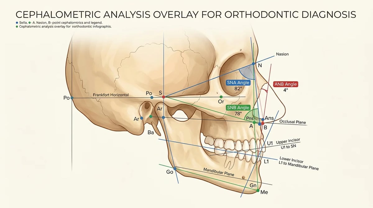 치아 교정 진단에 사용되는 세팔로 분석(Cephalometric analysis) X-ray 다이어그램