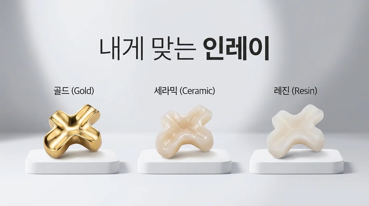 치아 인레이 재료 선택: 골드, 세라믹, 레진 3가지 비교 가이드