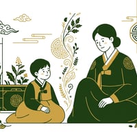 한의학적 체질이 인간관계에 미치는 영향을 상징하는 부모와 아이의 모습