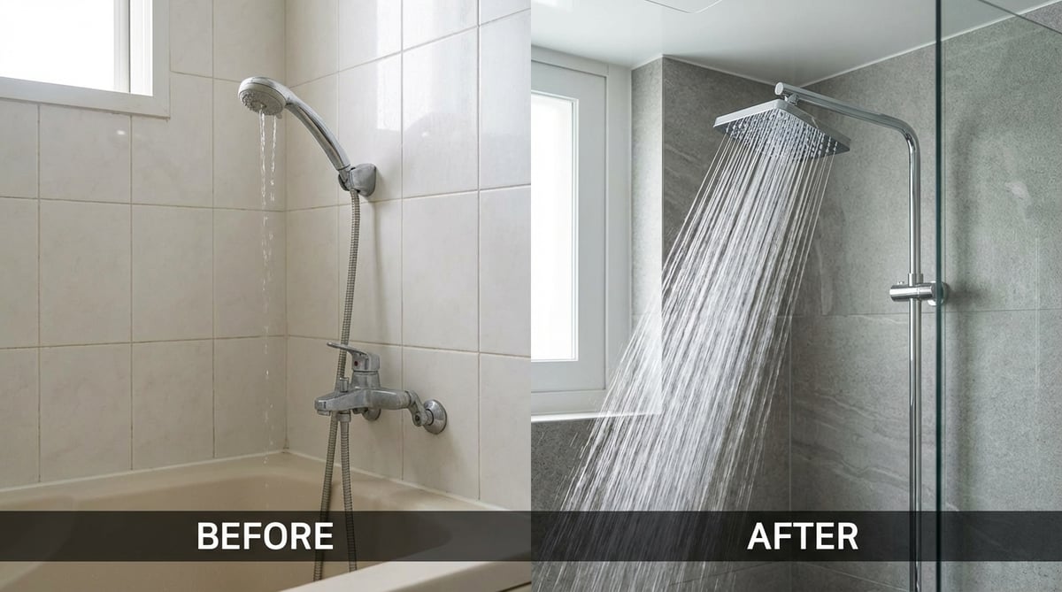 샤워기 교체 전후 수압 비교