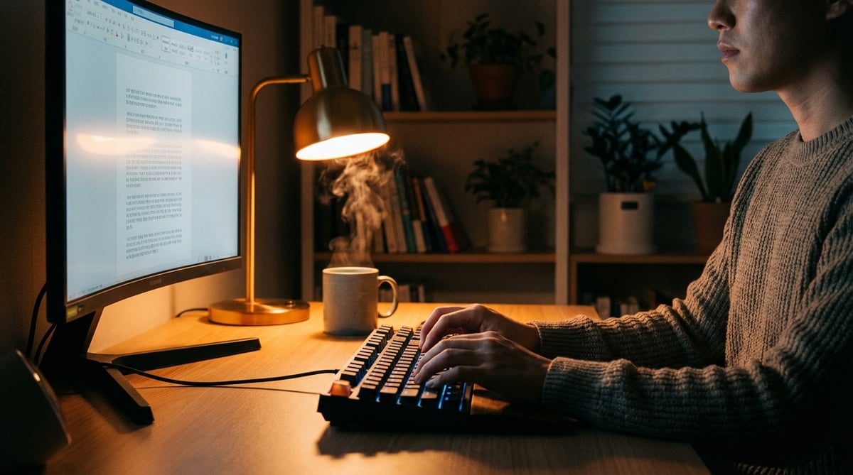 가스킷 마운트 키보드로 타이핑하는 모습