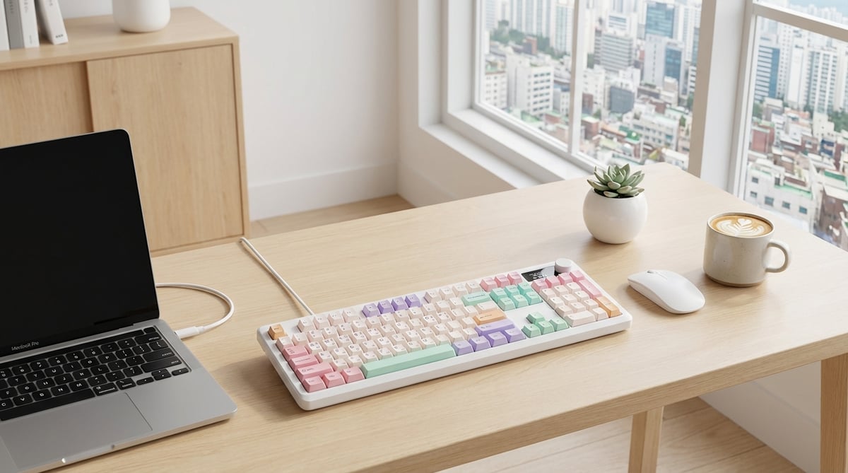 아콘 AK74 마카롱 디자인 사무실 데스크 셋업