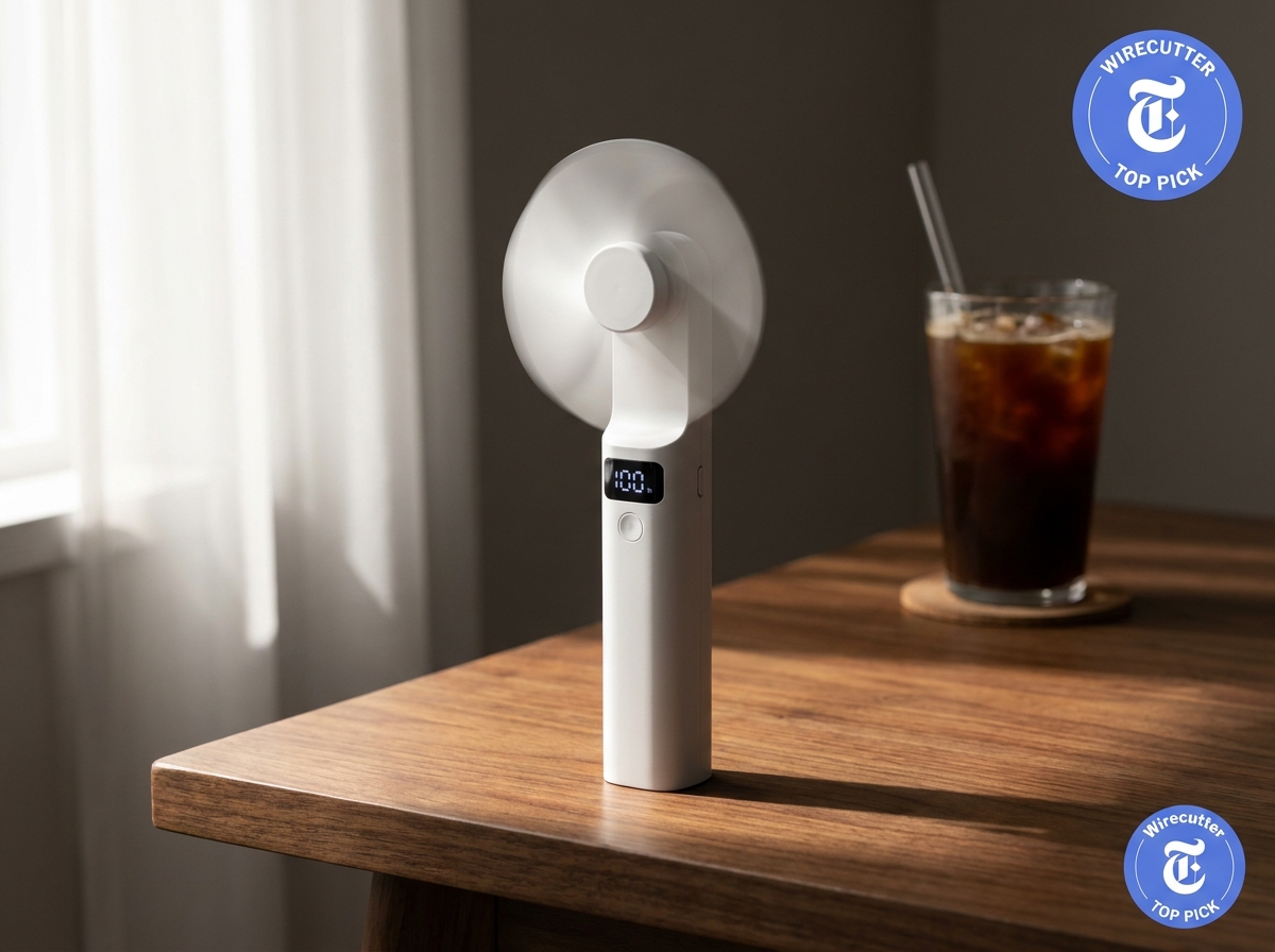 책상 위에 놓인 터보급 손풍기 원픽