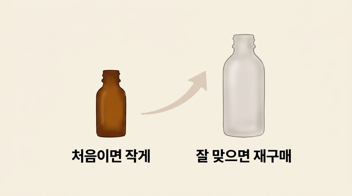 처음에는 작은 용량을 고르고 잘 맞는 제품만 큰 병으로 재구매하는 에센스 구매 기준