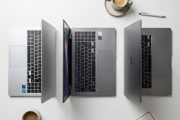 대학생 노트북, 직장인 노트북, 크리에이터 노트북 3대가 나란히 놓인 비교 사진