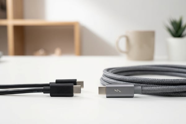 일반 USB-C 충전 케이블과 썬더볼트4 케이블 비교