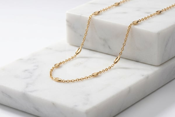 베라토 14K 아몬드 솔리드 체인 목걸이