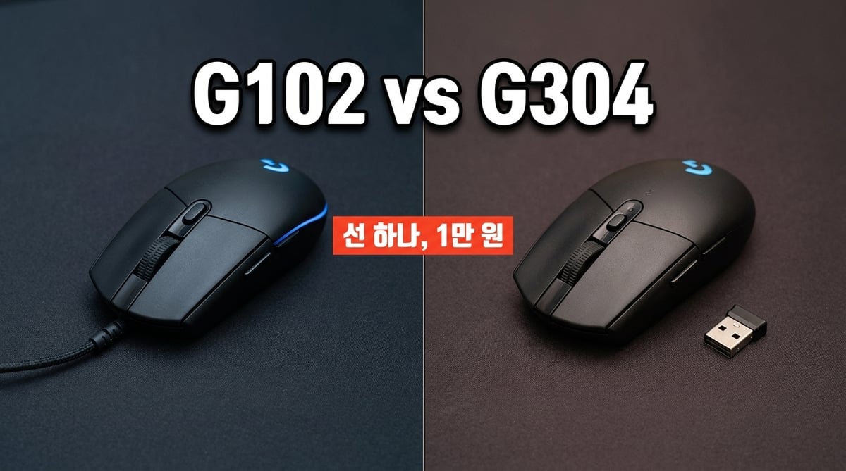 로지텍 G102 유선 마우스와 G304 무선 마우스 비교