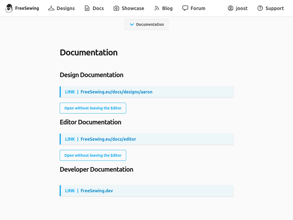 A screenshot of the FreeSewing Editor in docs view, on a
|
||||
tablet