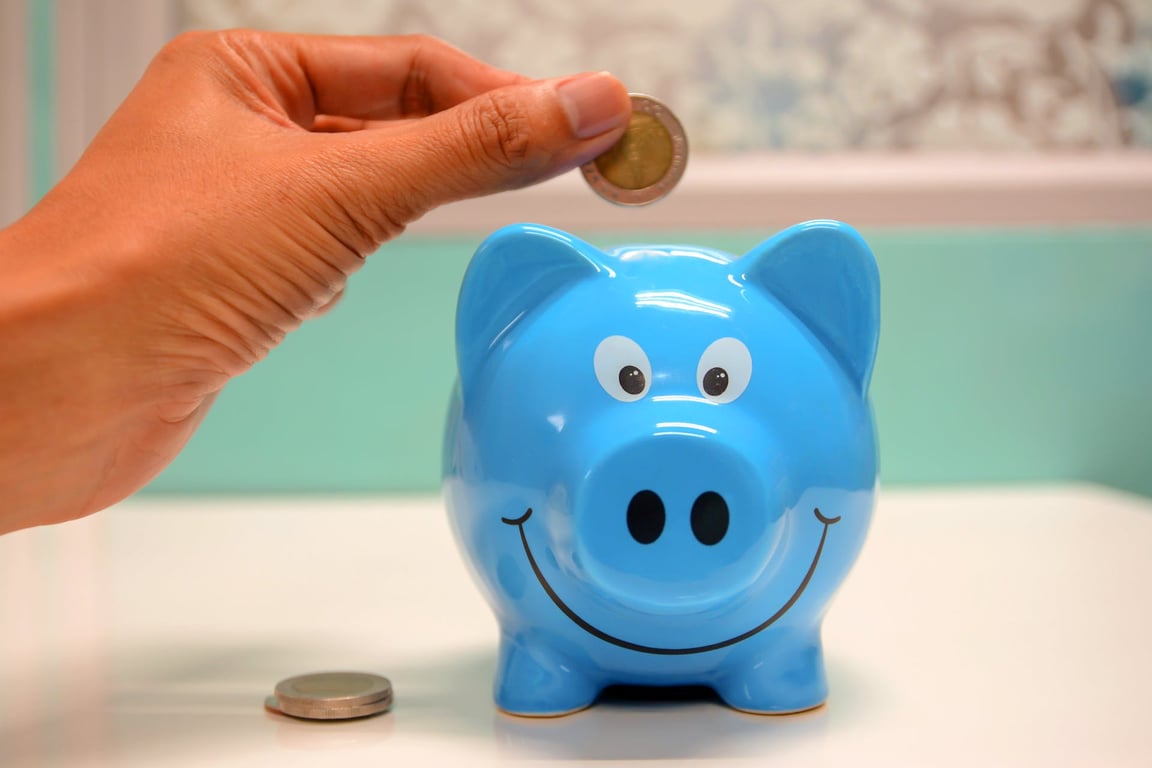 A Person Putting Coin in a Piggy Bank, by Maitree Rimthong
