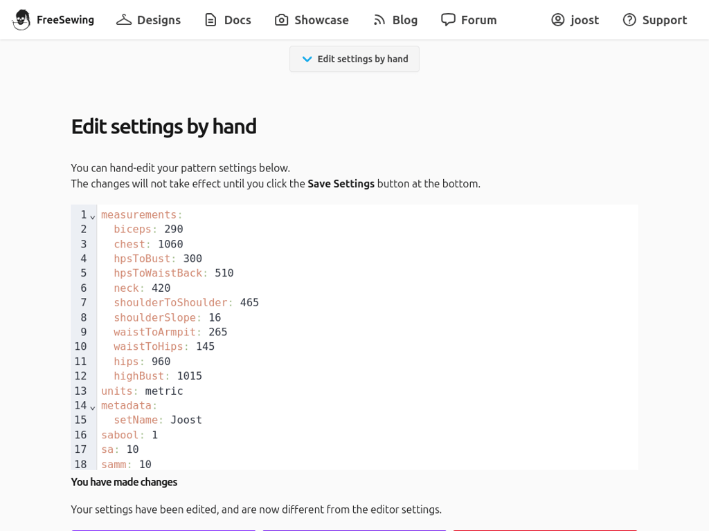 A screenshot of the FreeSewing Editor in docs view, on a
|
||||
tablet