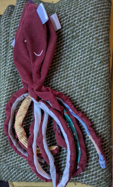 The complete octoplushie, still without filling.