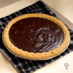 cocoa pie on a wooden countertop