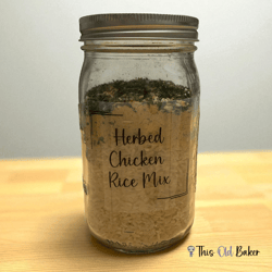 Herbed Chicken Rice Mix 2 mason jar containing Herbed Chicken Rice Mix