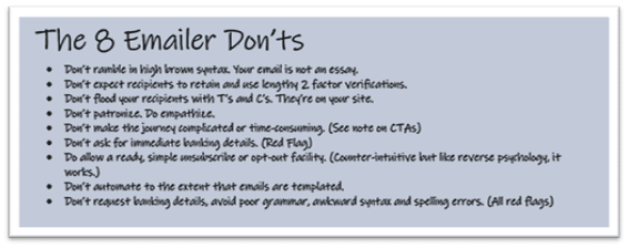 List of 8 Emailer Dont's