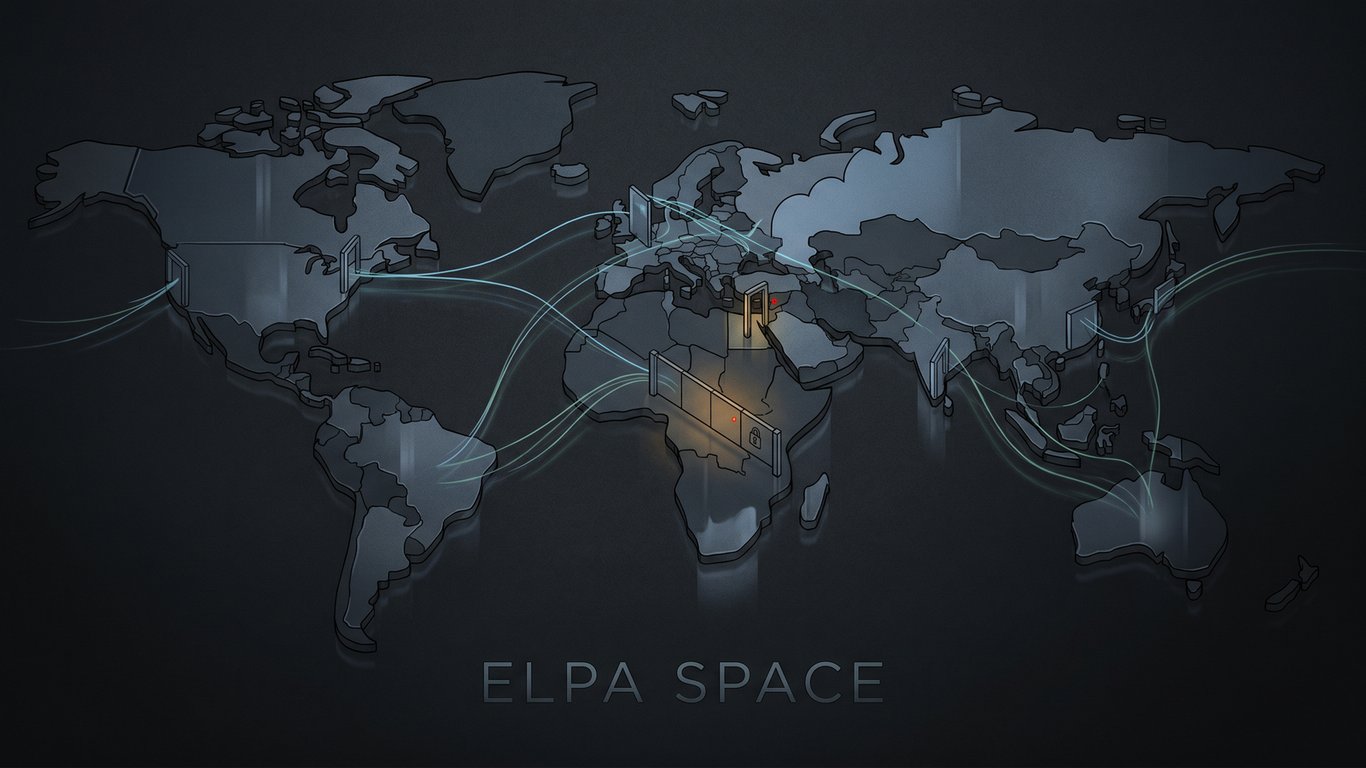 A dark editorial illustration of compute routes crossing a locked geopolitical grid.
