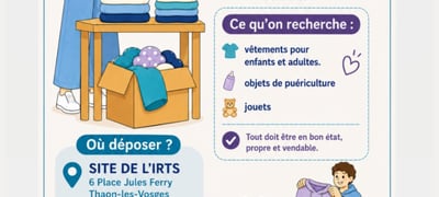 Collecte pour vestiaire solidaire - IRTS Lorraine - Thaon-les-Vosges
Place Jules Ferry, Thaon-les-Vosges