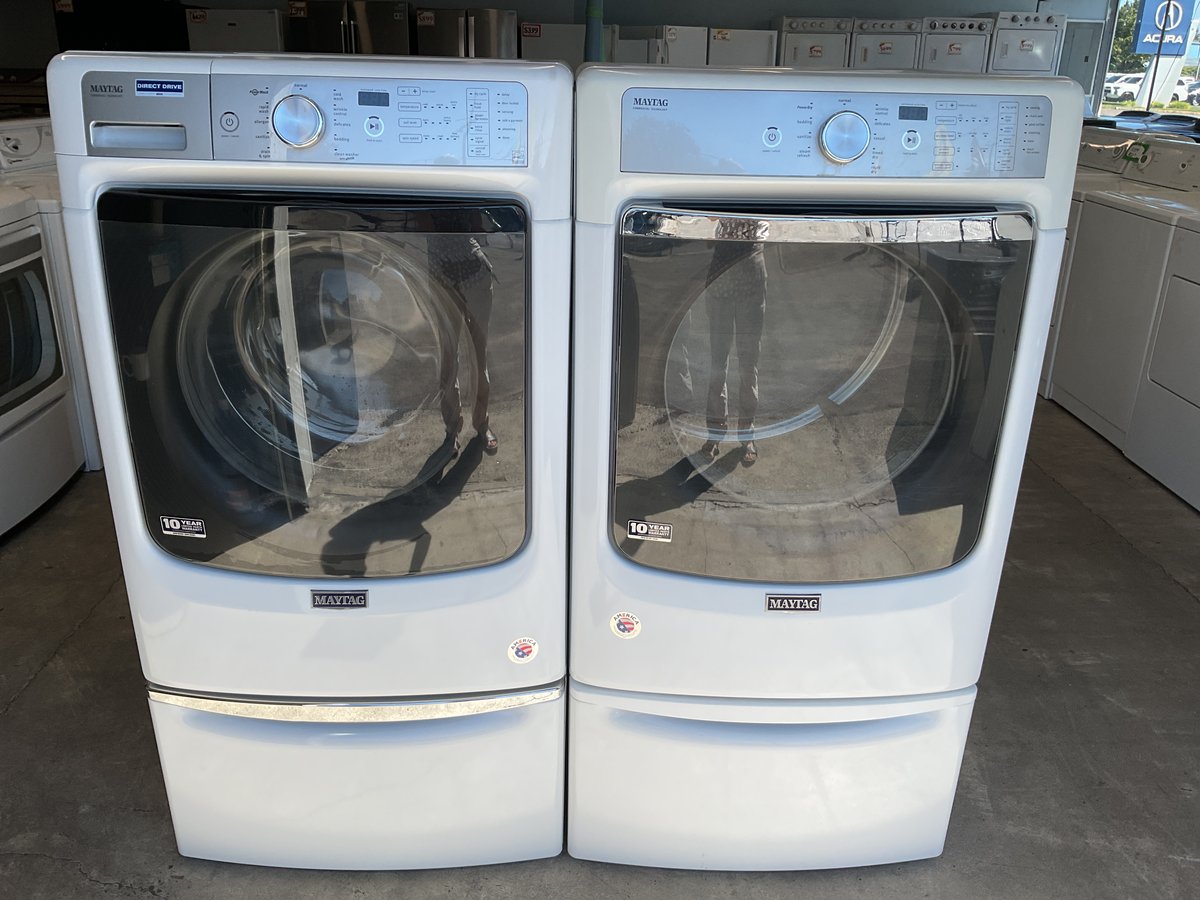 Photo 1 of this exact Maytag Front load washer and dryer with pedestal