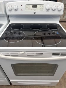 GE White glass top range