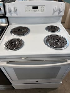 GE White coil top range