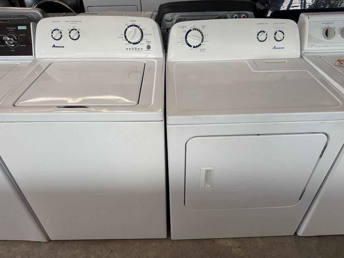 Photo 1 of this exact Amana Top load washer and dryer set