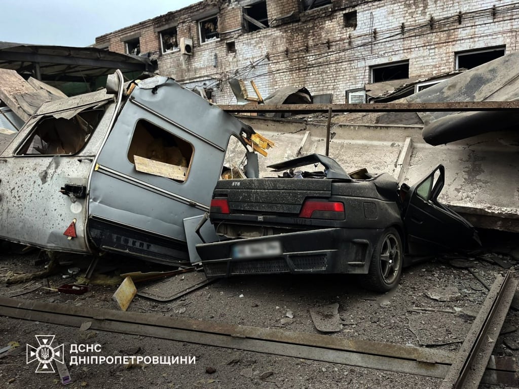 Damaged vehicles in Ukraine’s central Dnipropetrovsk region. Photo: Zelensky / Telegram