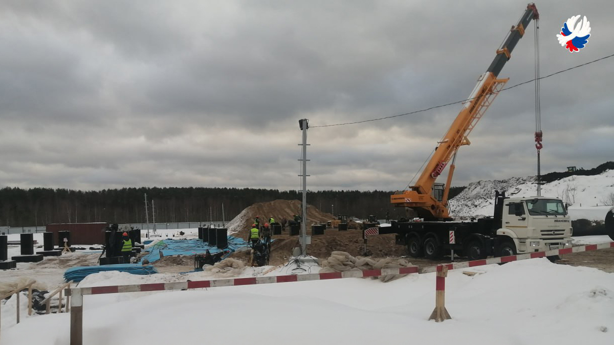 Стройплощадка мусоросортировочного комплекса под Коряжмой, Архангельская область, февраль 2024 года. Фото:  «Архангельский экологический оператор»