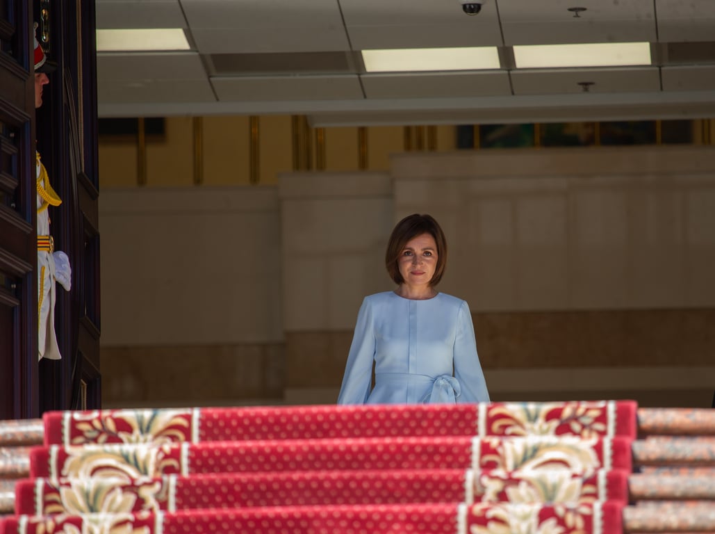Moldovan President Maia Sandu attends the country’s Independence Day celebrations in Chișinău, 27 August 2025. Photo: EPA / Dumitru Doru