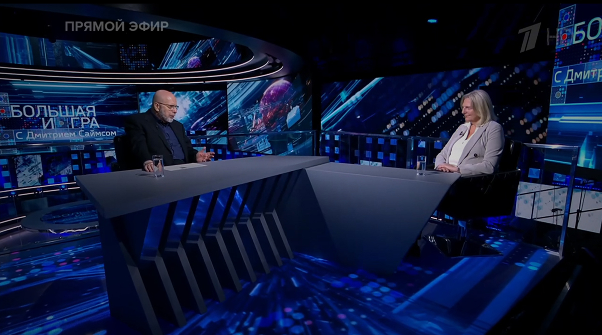 Карин Кнайсль на телепередаче Большая игра. Фото: сайт Первого канала