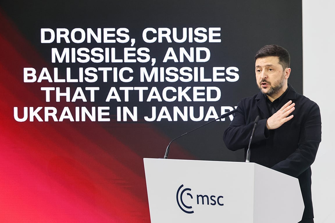 Президент Украины Владимир Зеленский на 62-й Мюнхенской конференции по безопасности. Фото: Ronald Wittek / EPA