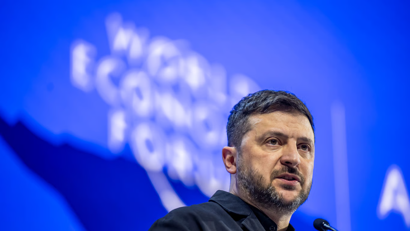 Ukrainian President Volodymyr Zelensky speaks at the World Economic Forum in Davos, Switzerland, 22 January 2026. Photo: EPA / GIAN EHRENZELLER