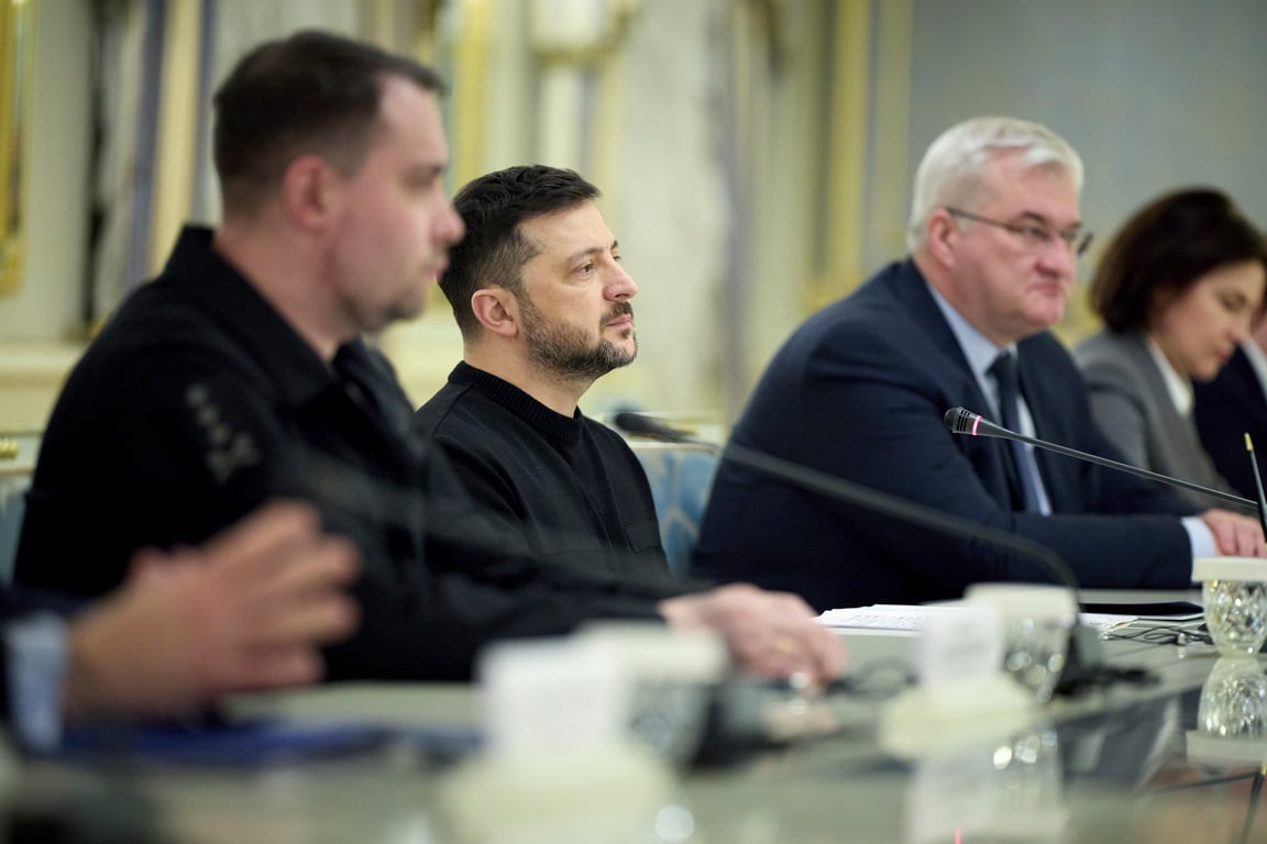 Ukrainian President Volodymyr Zelensky attends a meeting with representatives of the Organisation for Security and Co-operation in Europe in Kyiv, Ukraine, 2 February 2026. Photo: EPA / Presidential Press Service