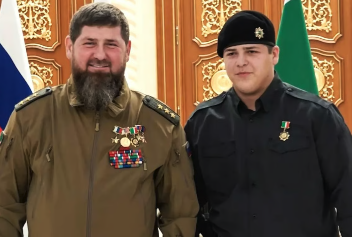 Ramzan Kadyrov (L) with his son and presumptive heir, Adam Kadyrov. Photo: Telegram / Kadyrov