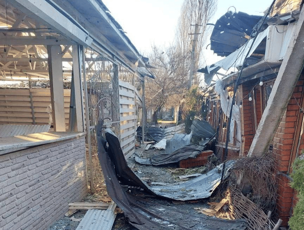 The aftermath of the fatal drone strike on Khorly. Photo: Vladimir Saldo / Telegram