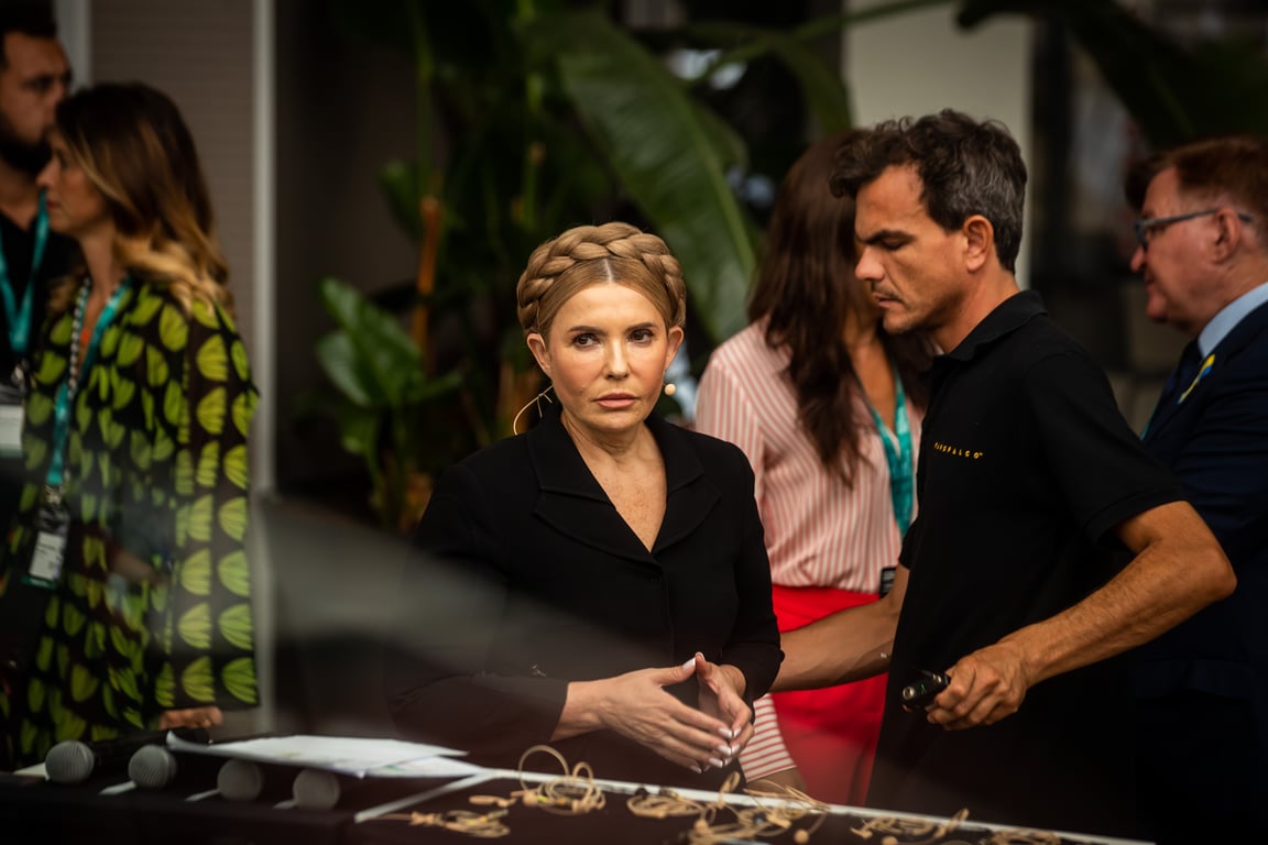 Yulia Tymoshenko attends a conference in Carcavelos, Portugal, 2 September 2022. Photo:  EPA / Jose Sena Goulao
