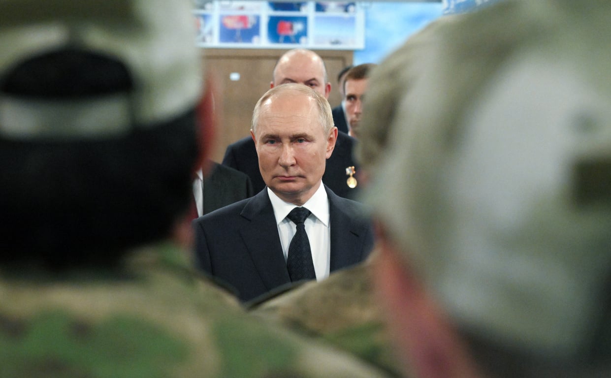 Vladimir Putin visits the Russian Special Forces University in the Chechen city of Gudermes, in Russia’s North Caucasus, 20 August 2024. Photo: EPA / Alexei Danichev /Sputnik / Kremlin