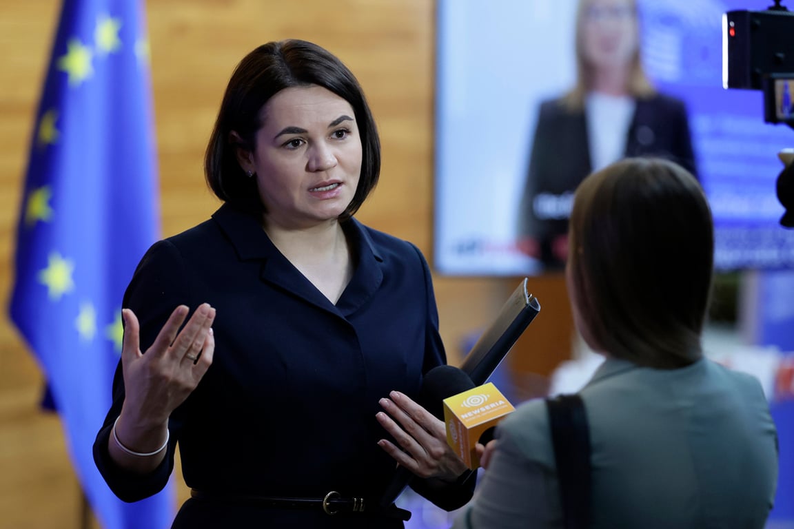 Светлана Тихановская в Европарламенте в Страсбурге, Франция, 12 марта 2025 года. Фото: Ronald Wittek / EPA