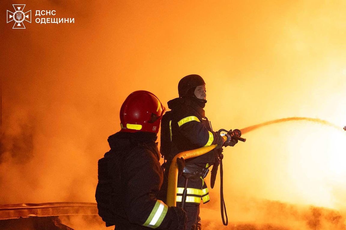 Firefighters work at the site of a Russian drone strike in Odesa, 12 December 2025. Photo: State Emergency Service of Ukraine