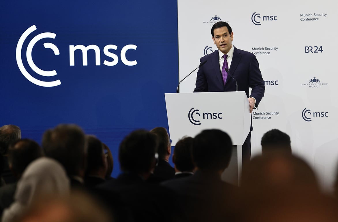 Госсекретарь США Марко Рубио на 62-й Мюнхенской конференции по безопасности 14 февраля. Фото: Ronald Wittek / EPA