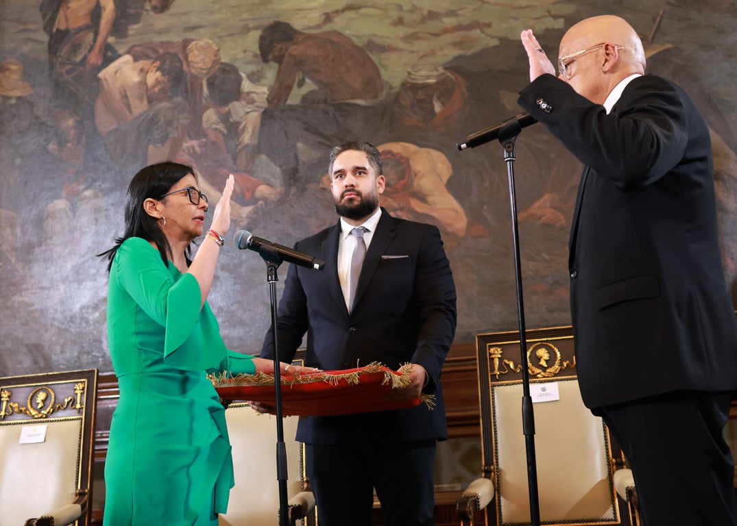 Delcy Rodríguez is sworn in as Venezuela’s acting president in Caracas, Venezuela, 5 January 2026. Photo: EPA / Miraflores Palace