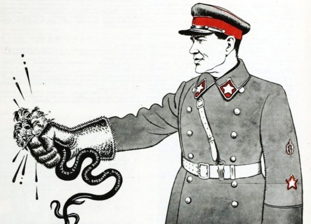 Вариант плаката Бориса Ефимова «Ежовы рукавицы», июль 1937 года. Фото:  rutelegraf.com  (PD)