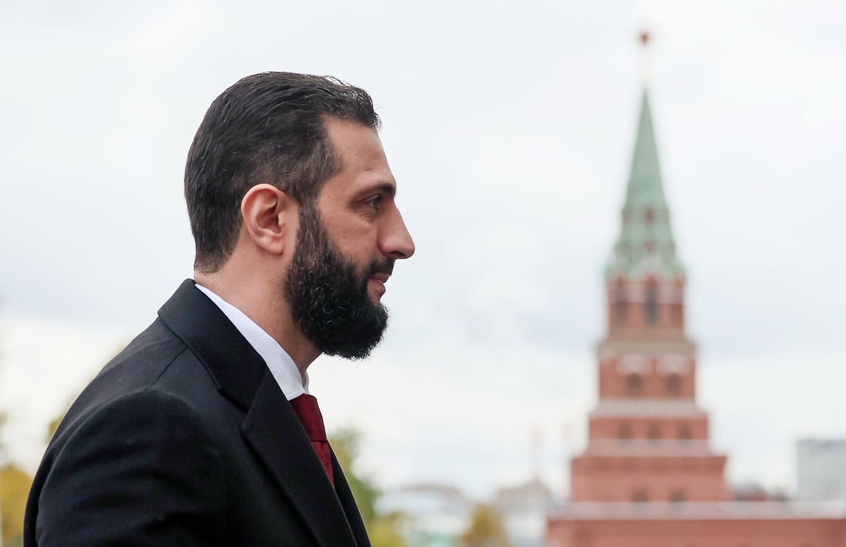 Syrian interim President Ahmad al-Sharaa arrives at the Kremlin for his meeting with Vladimir Putin, 15 October 2025. Photo: EPA / Sergei Savostyanov / Sputnik / Kremlin