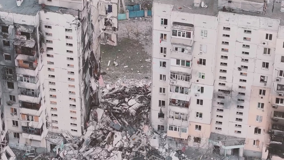 Разрушения в Олешках. Скриншот из видео 34-й отдельной бригады морской пехоты /  Facebook