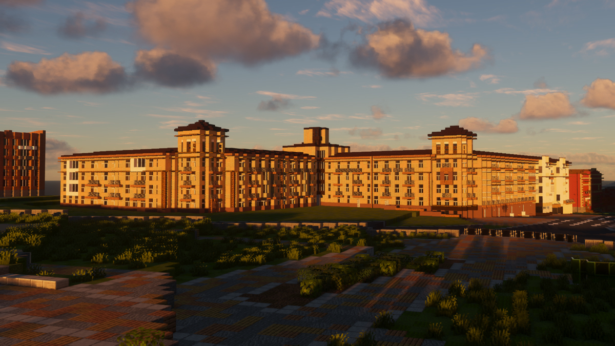 Копия центра Мариуполя в Minecraft. Скриншот из игры