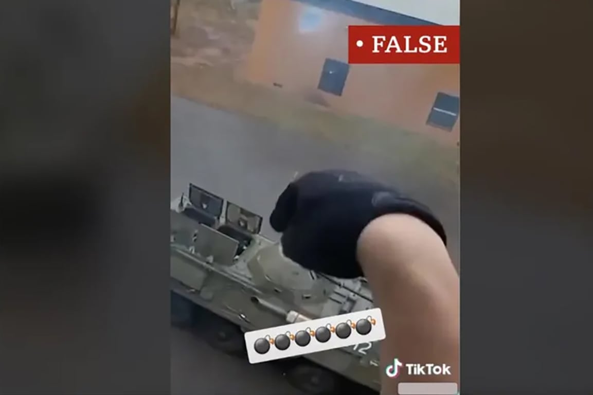 Кадр из видео игры в страйкбол. Видео преподносилось как якобы снятое на войне в Украине. Фото: bbc.com / TikTok