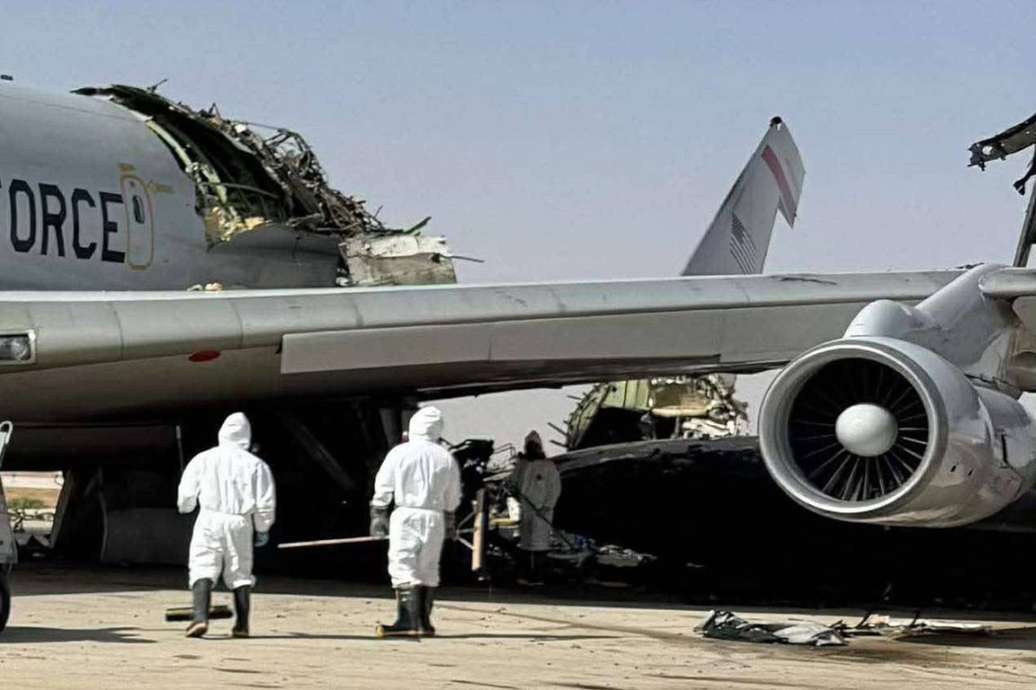 Уничтоженный американский самолет AWACS. Фото: соцсети / X / OSINTdefender