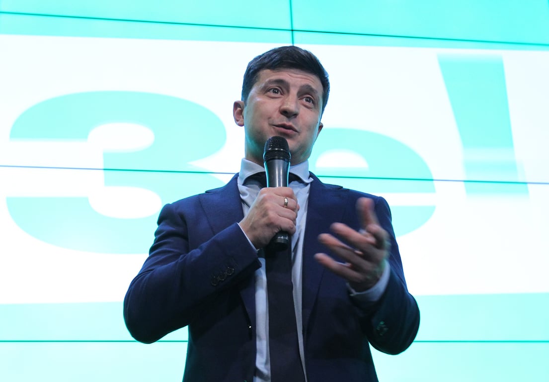Volodymyr Zelensky speaks in Kyiv, Ukraine, 31 March 2019. Photo: EPA / STEPAN FRANKO