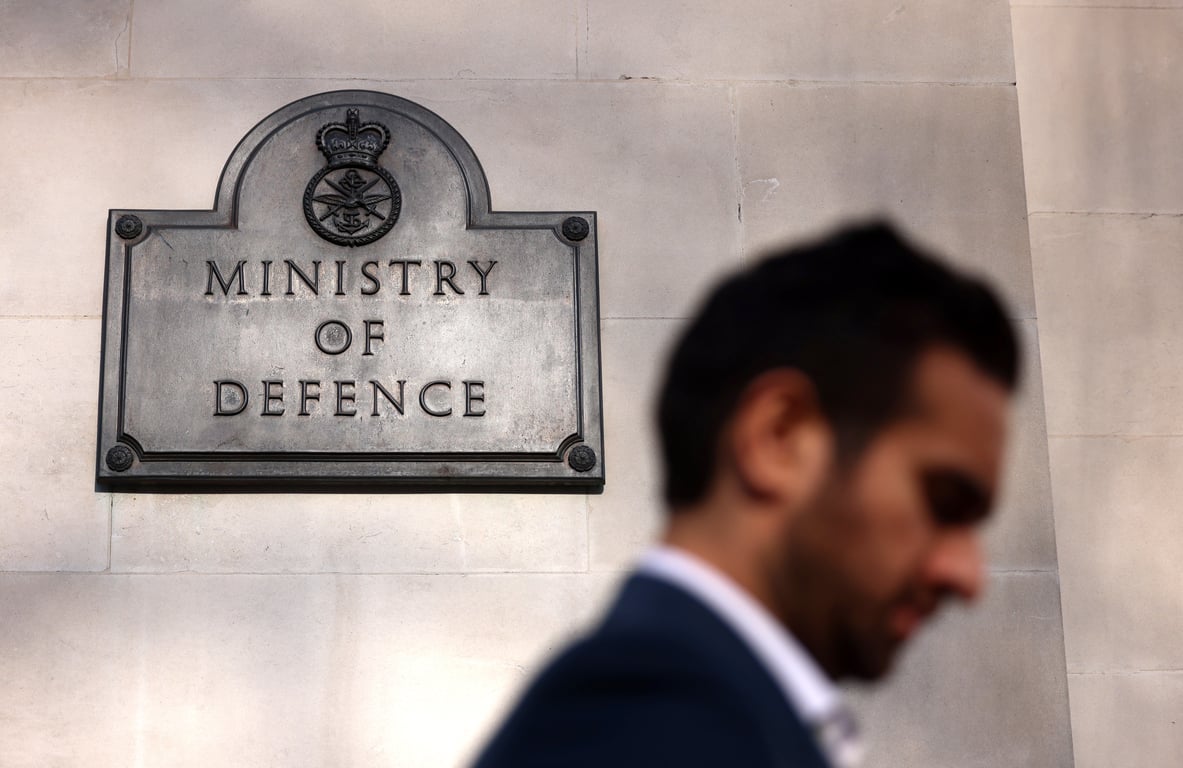 A member of the public walks past the UK Ministry of Defence in central London, 18 February 2025. Photo: EPA / Andy Rain