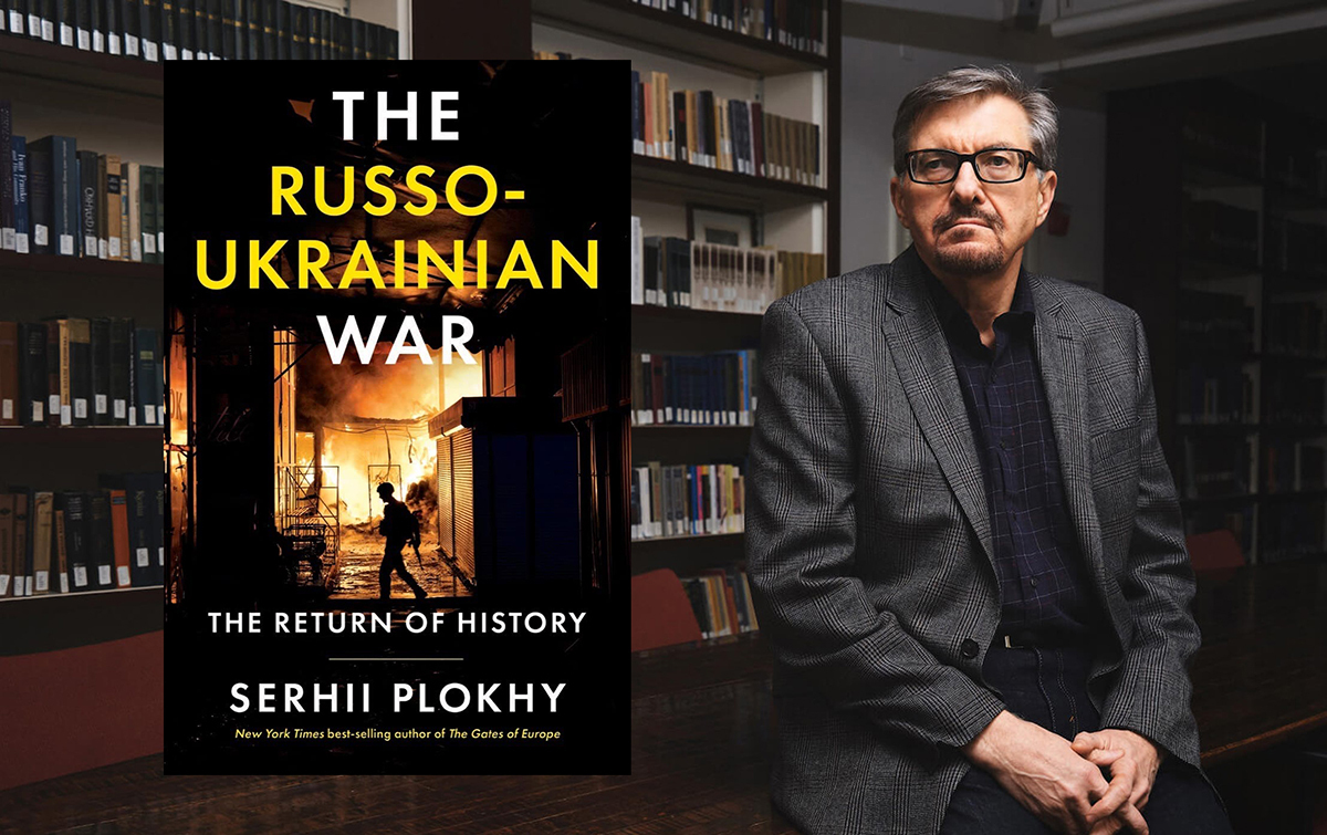 Историк Сергей Плохий и обложка его книги «Российско-украинская война. Возвращение истории». Фото:   ukrainianjewishencounter.org